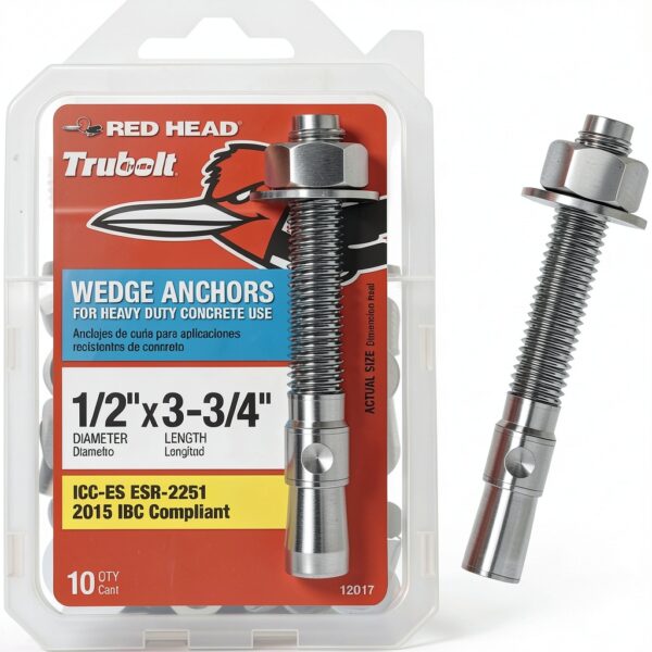 Red Head 1/2 in. x 3-3/4 in. Wedge Anchor 10CT for Concrete Fastening-2