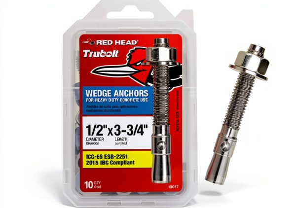 Red Head 1/2 in. x 3-3/4 in. Wedge Anchor 10CT for Concrete Fastening-1