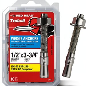 Red Head 1/2 in. x 3-3/4 in. Wedge Anchor 10CT for Concrete Fastening-0